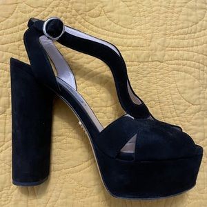 Prada Suede Platform Heels